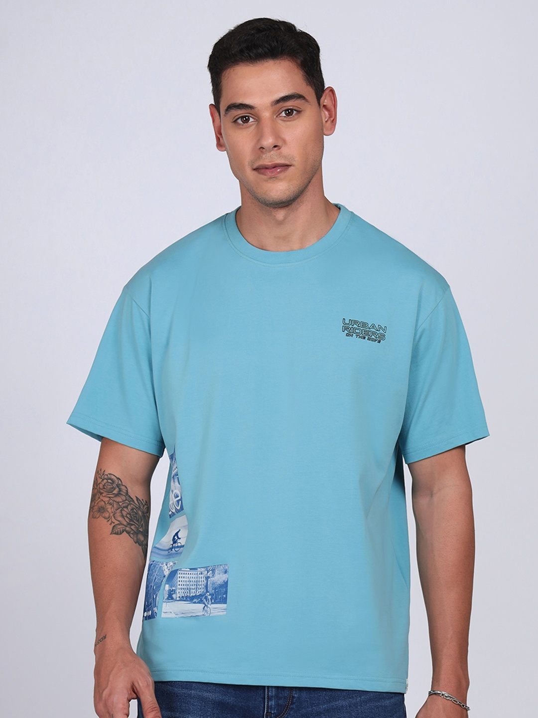 

Lee Men Graphic Print Crew Neck Oversize Fit Tshirt, Blue