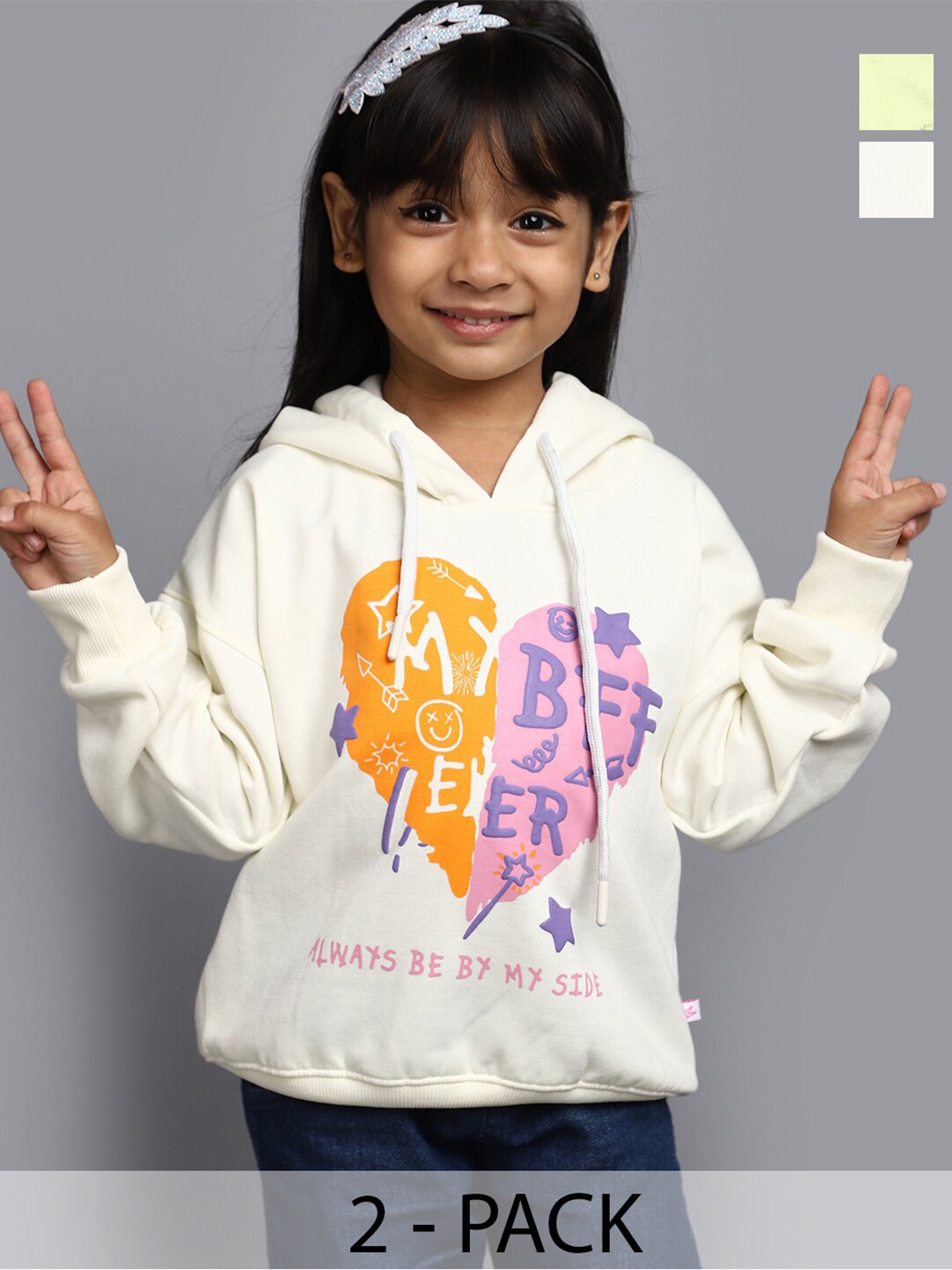 

V-Mart Girls Printed Sweatshirt, Off white