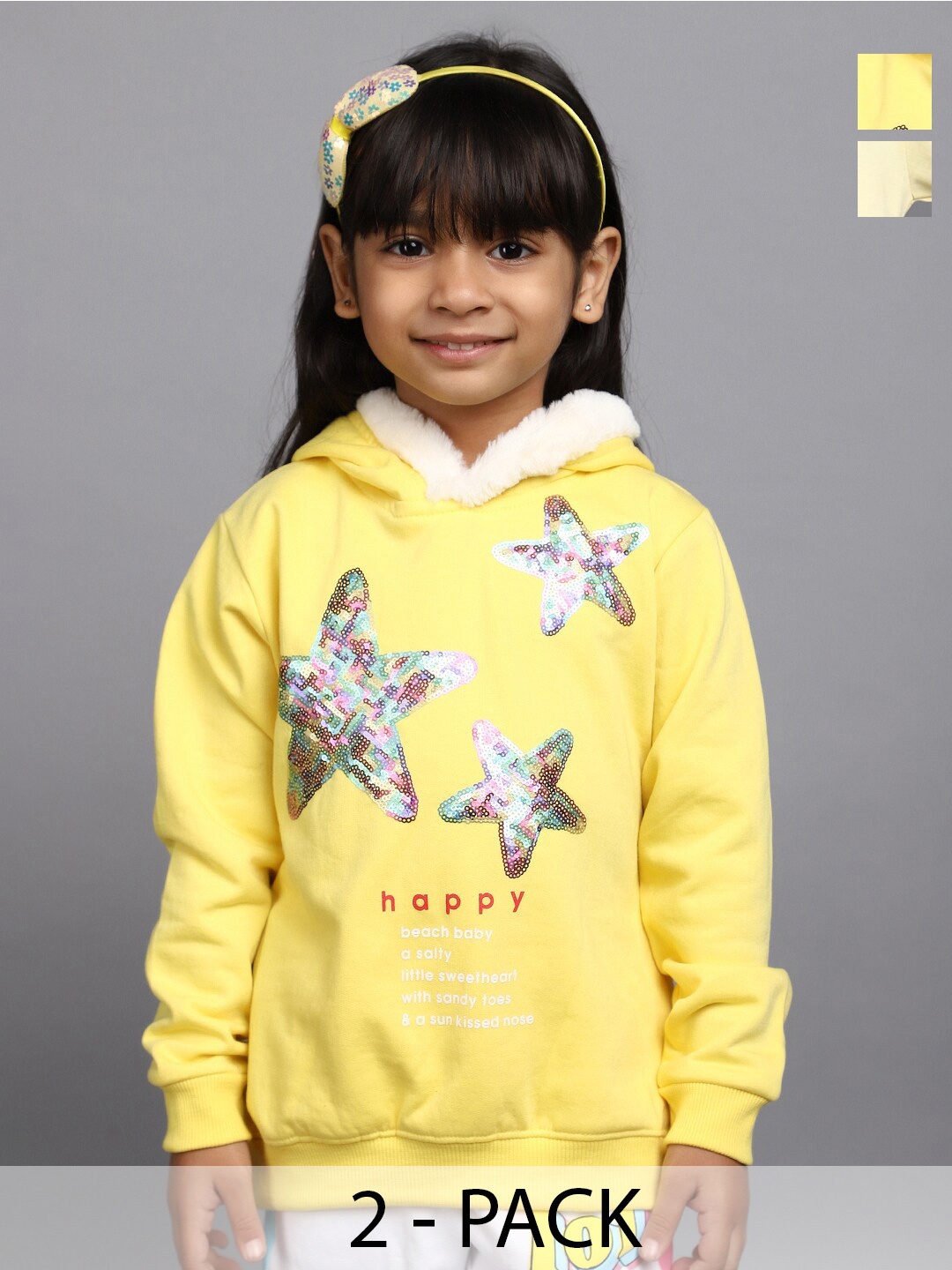 

V-Mart Girls Printed Sweatshirt, Yellow