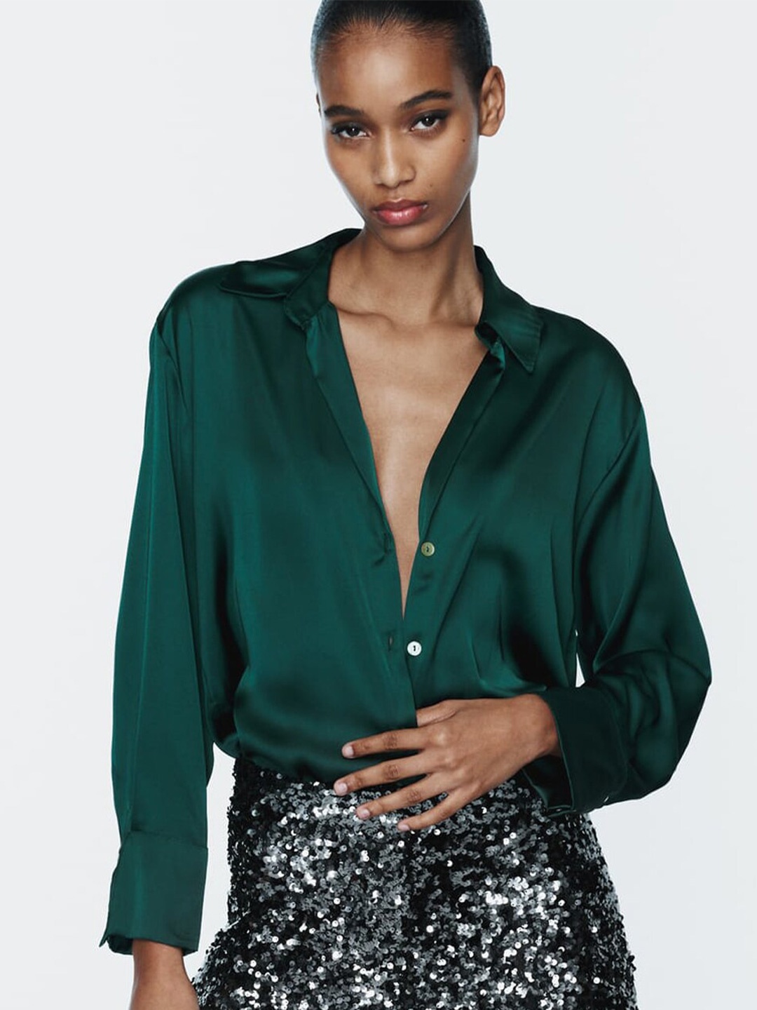 

BAESD Women Opaque Party Shirt, Green