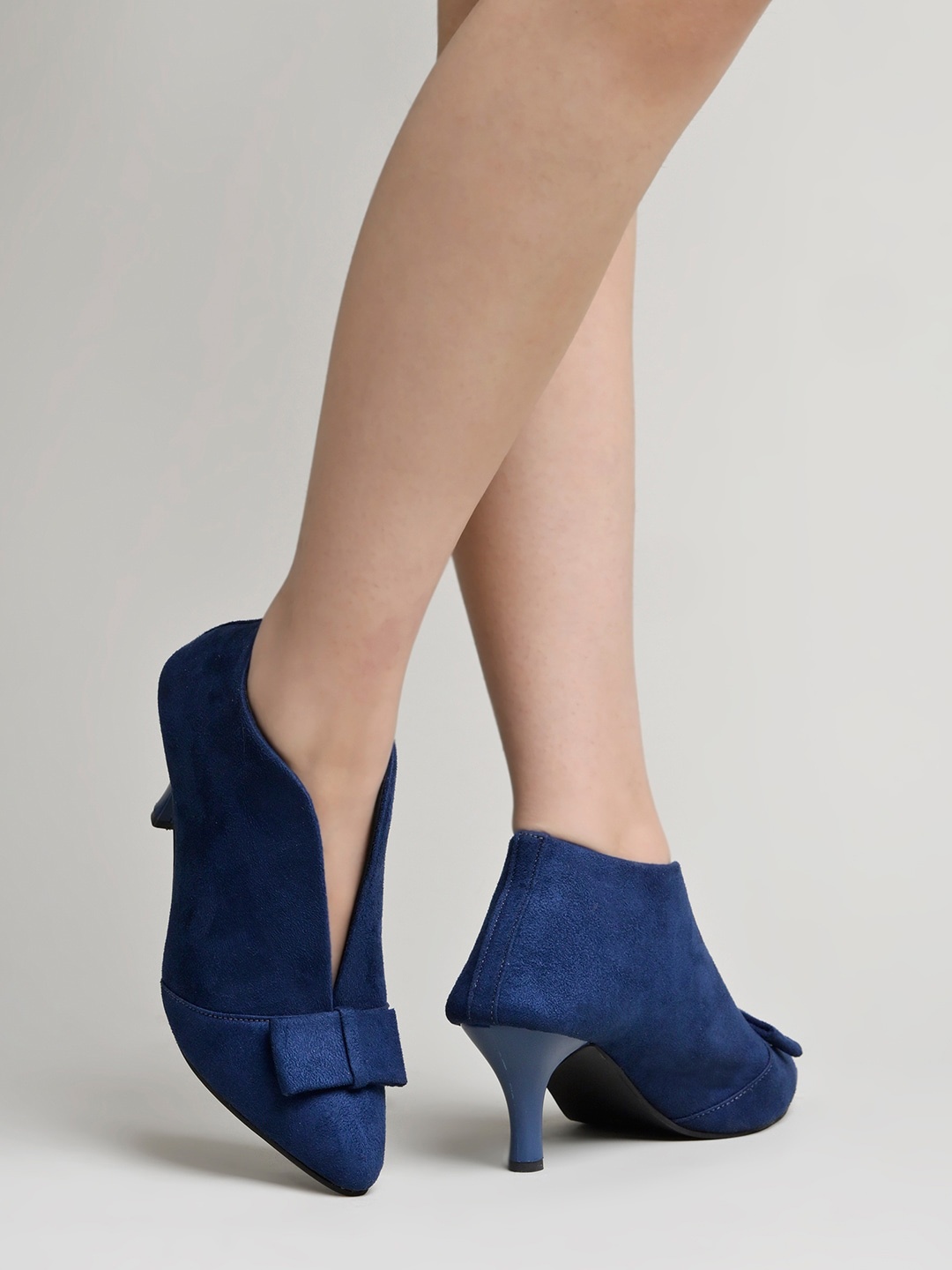 

Shoetopia Textured Suede Block with Buckles Pumps Heels, Blue