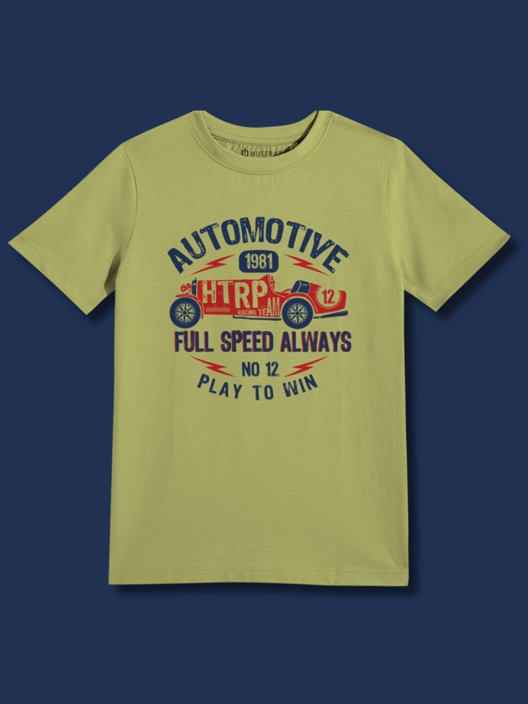 

Huetrap Boys Typography Printed Applique T-shirt, Olive