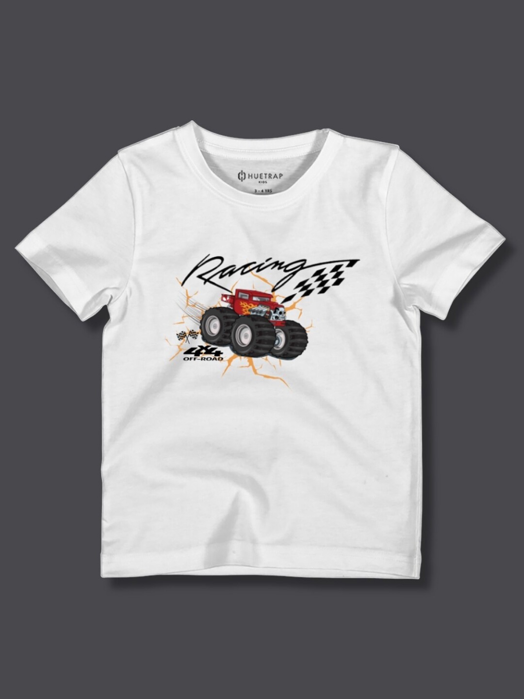 

Huetrap Boys Printed Applique T-shirt, White