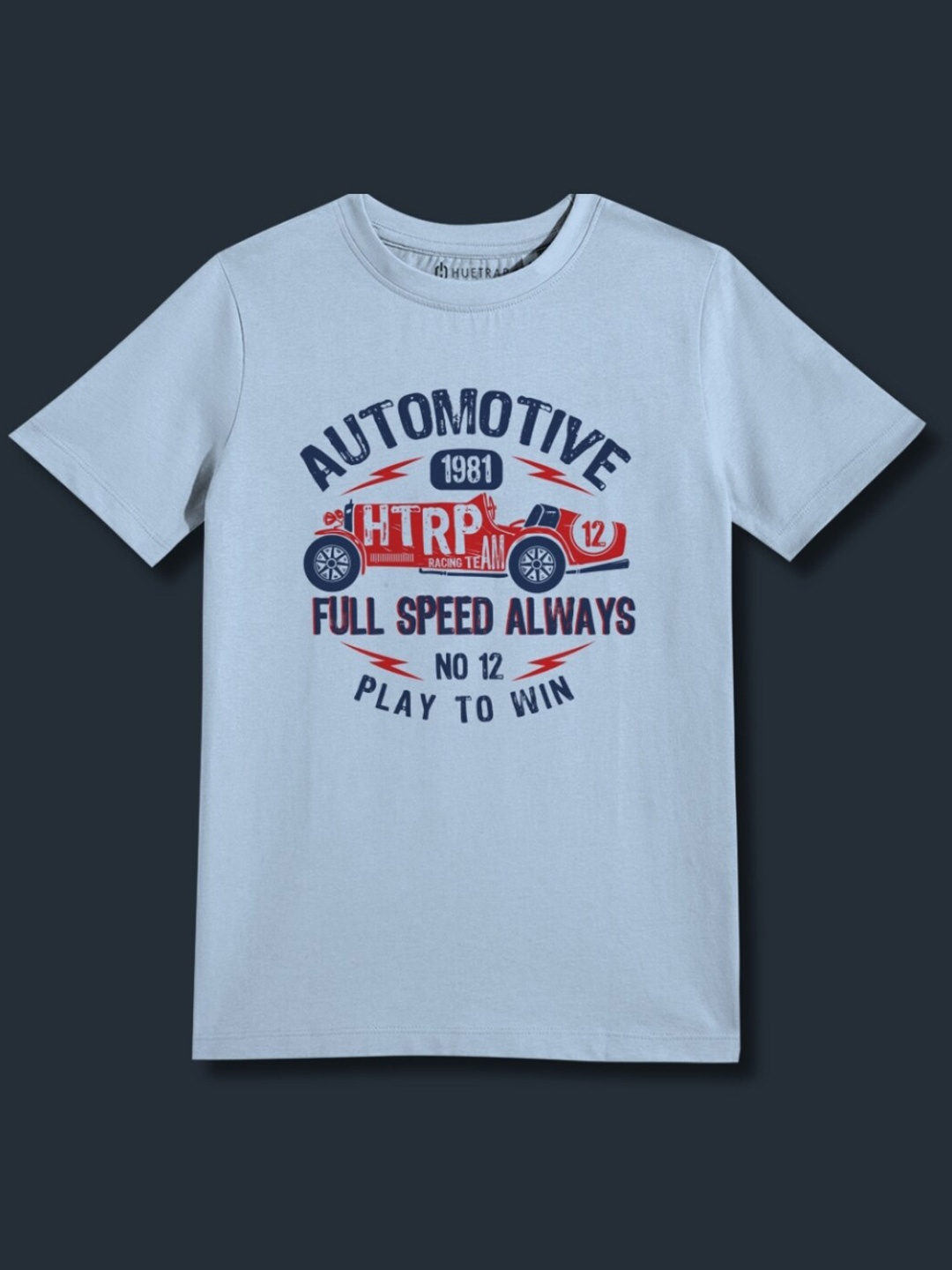 

Huetrap Boys Typography Printed Applique T-shirt, Blue