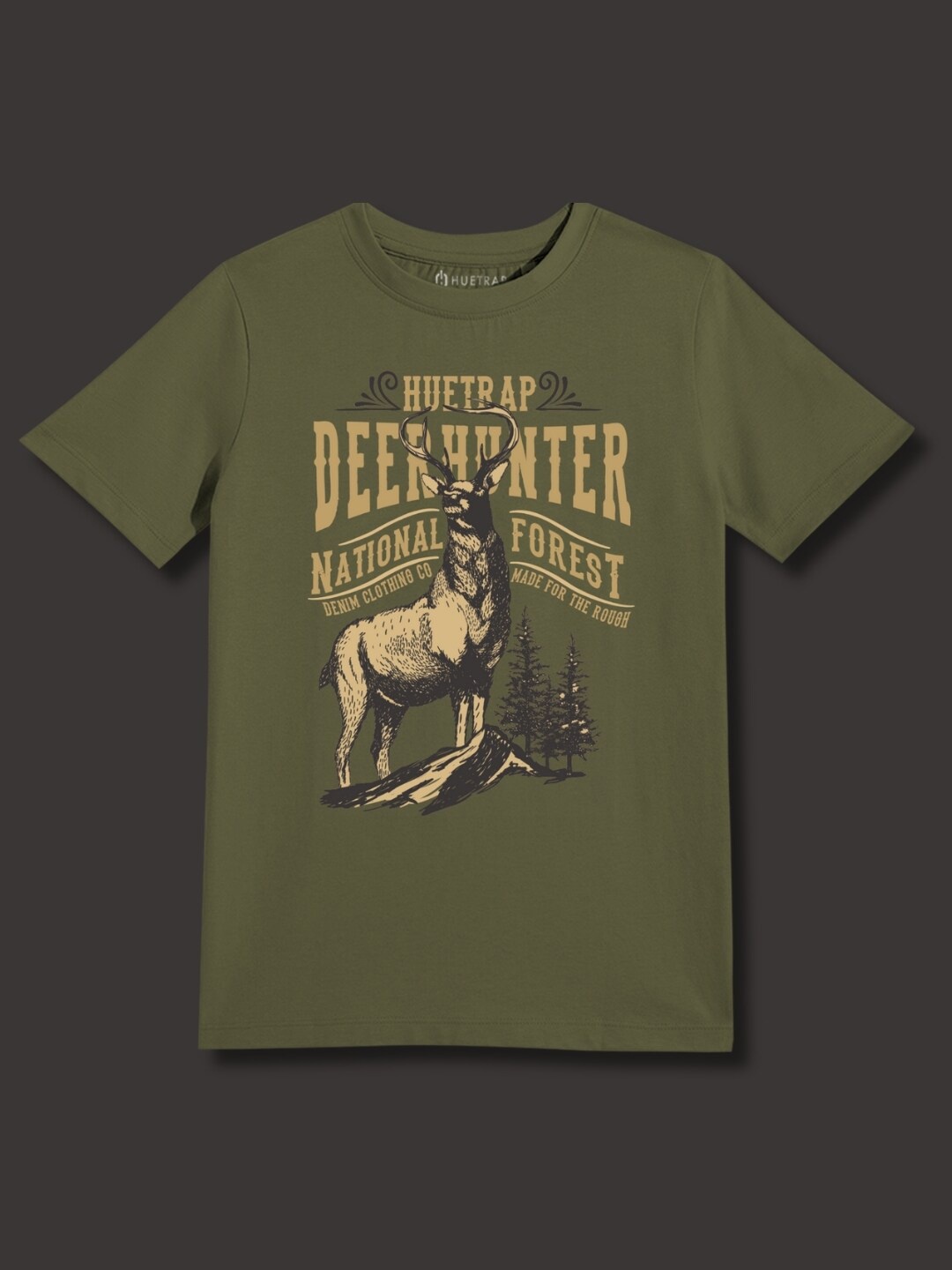 

Huetrap Boys Typography Printed Applique T-shirt, Olive