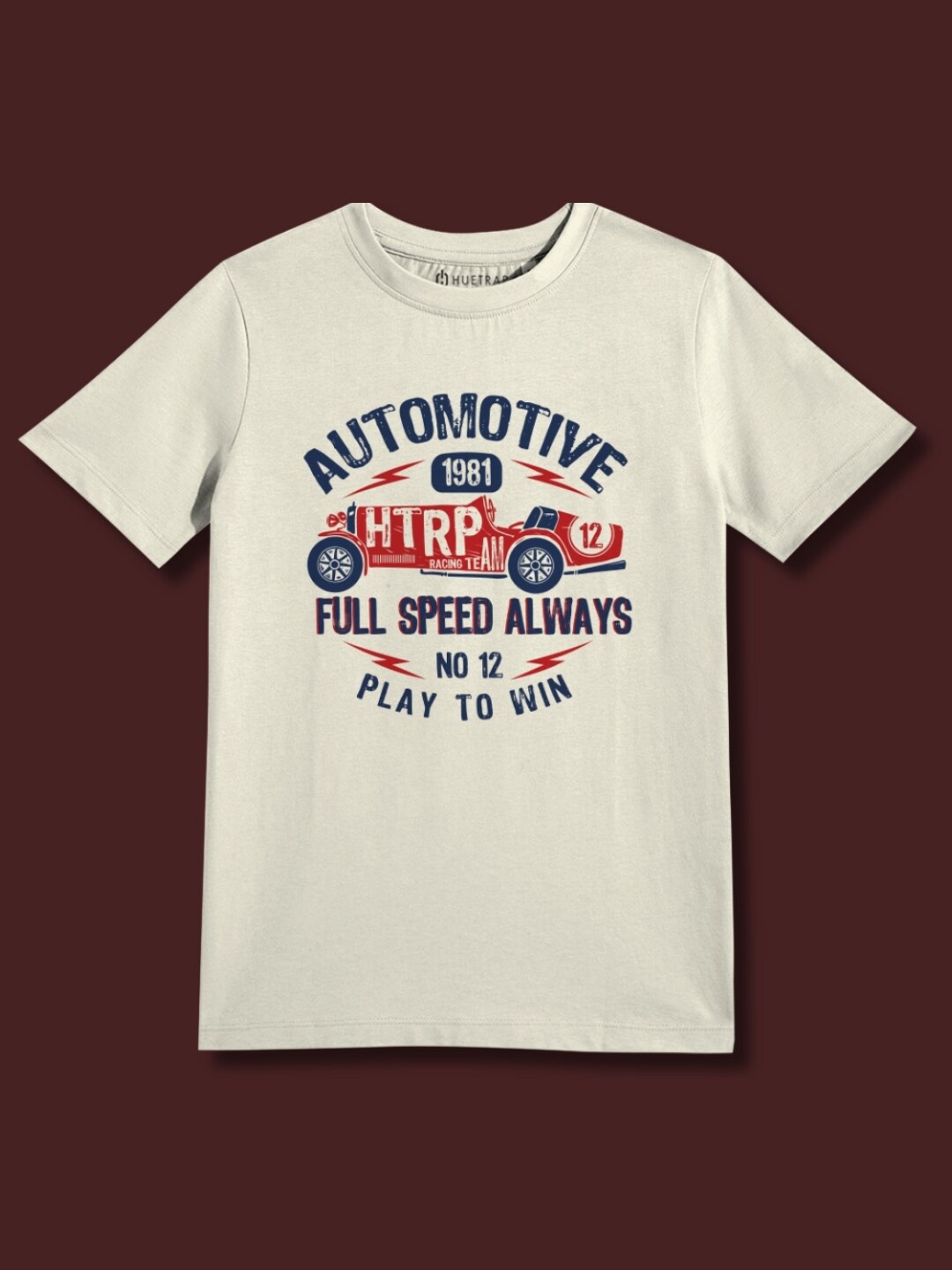 

Huetrap Boys Typography Printed Applique T-shirt, Off white