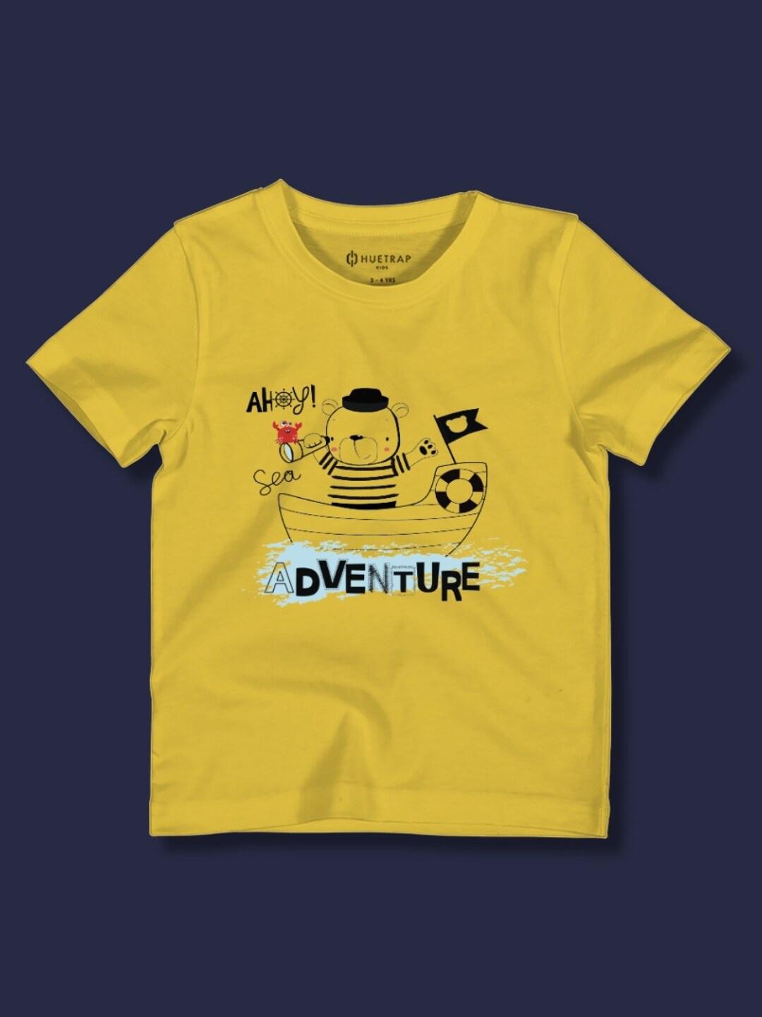 

Huetrap Boys Typography Printed Applique T-shirt, Yellow