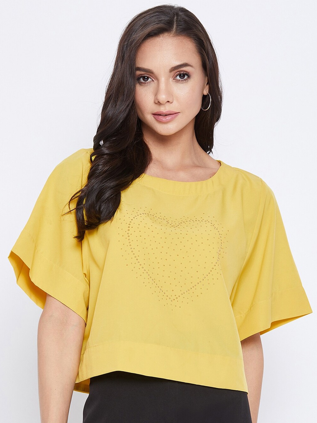 

Ruhaans Studded Crepe Top, Yellow
