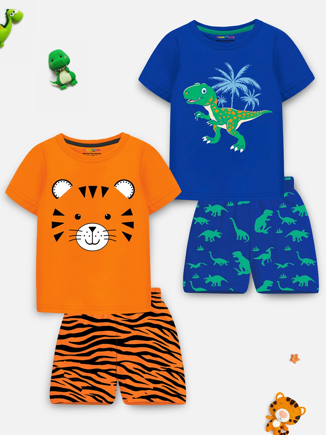 

Trampoline Pack Of 2 Kids Graphic Printed T-shirts With Shorts, Blue
