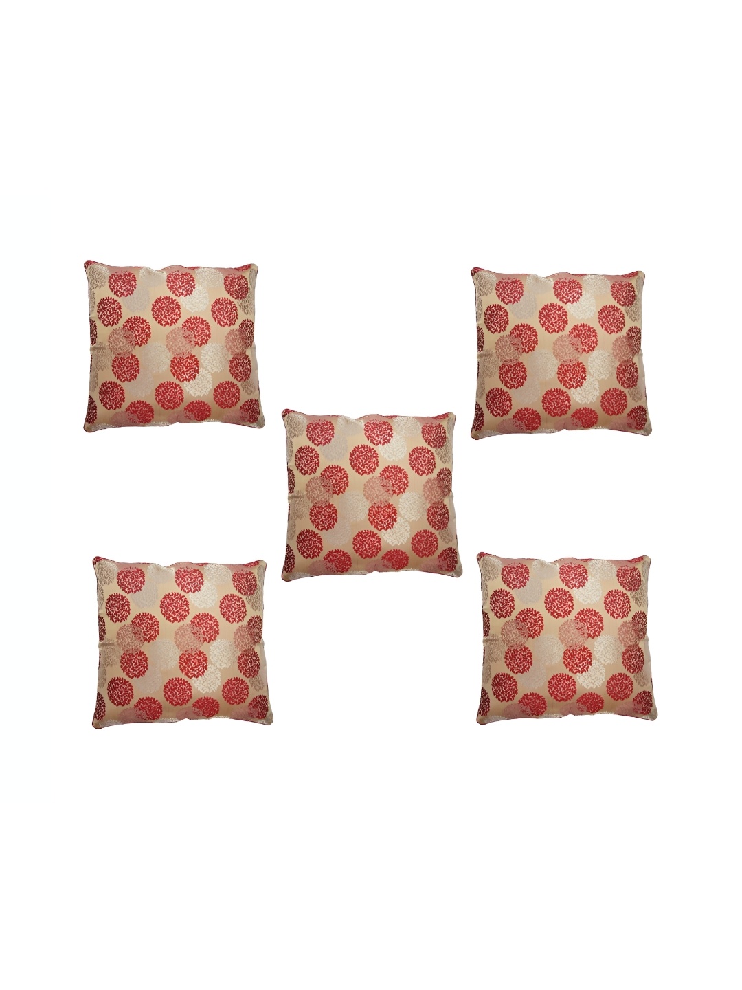 

TANLOOMS Maroon & Grey 5 Pieces Floral Printed Square Cushion Covers
