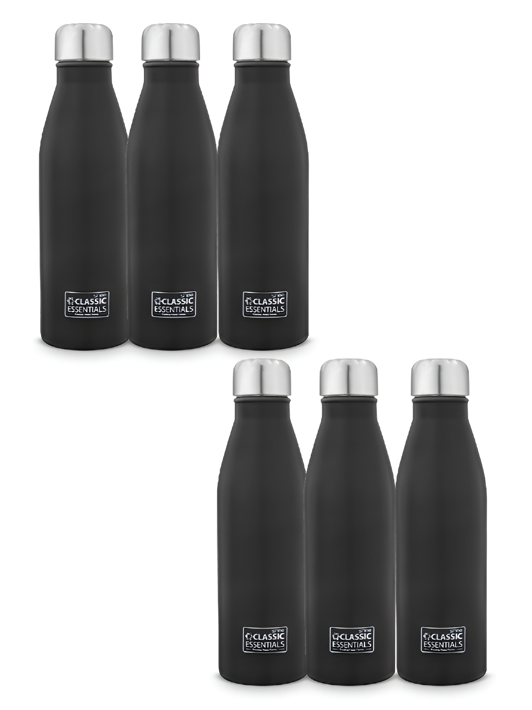 

Classic Essentials Black & Steel 6 Pieces Stainless Steel Water Bottle 1l