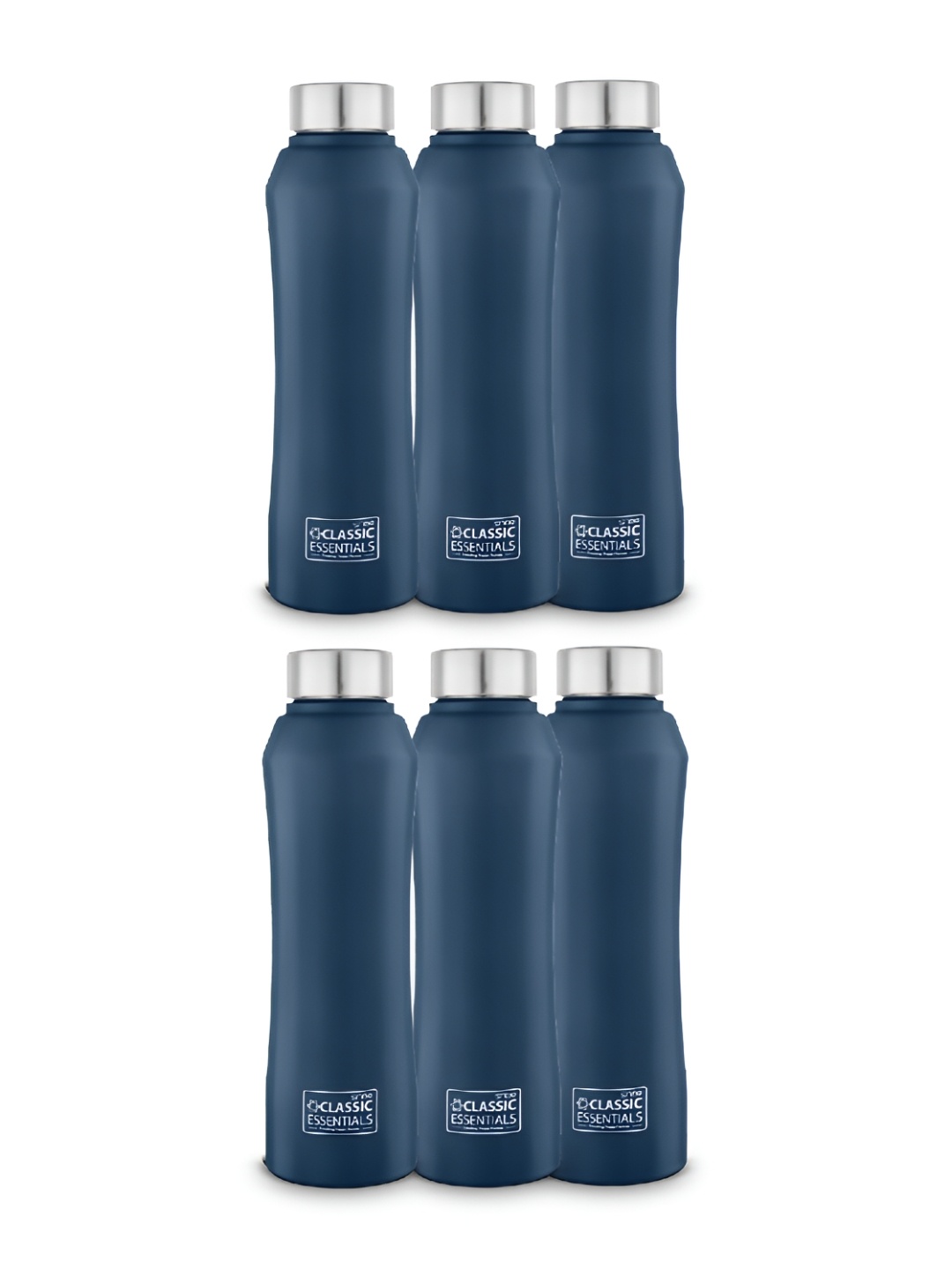 

Classic Essentials Navy Blue & Silver-Toned Set of 6 Stainless Steel Solid Water Bottle