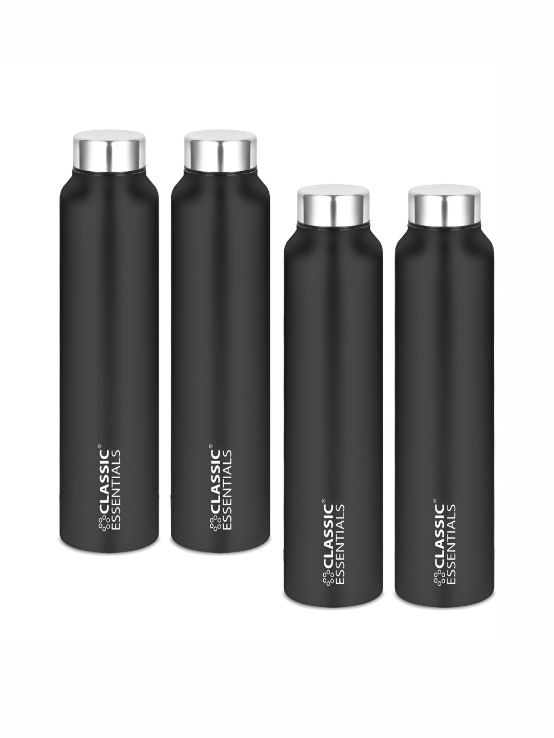 

Classic Essentials Black 4 Pieces Stainless Steel Water Bottles 1 L Each