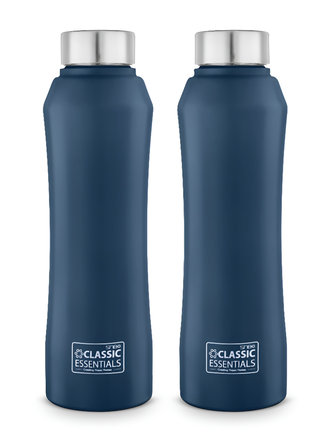 

Classic Essentials Navy Blue & White Set of 2 Stainless Steel Solid Water Bottle