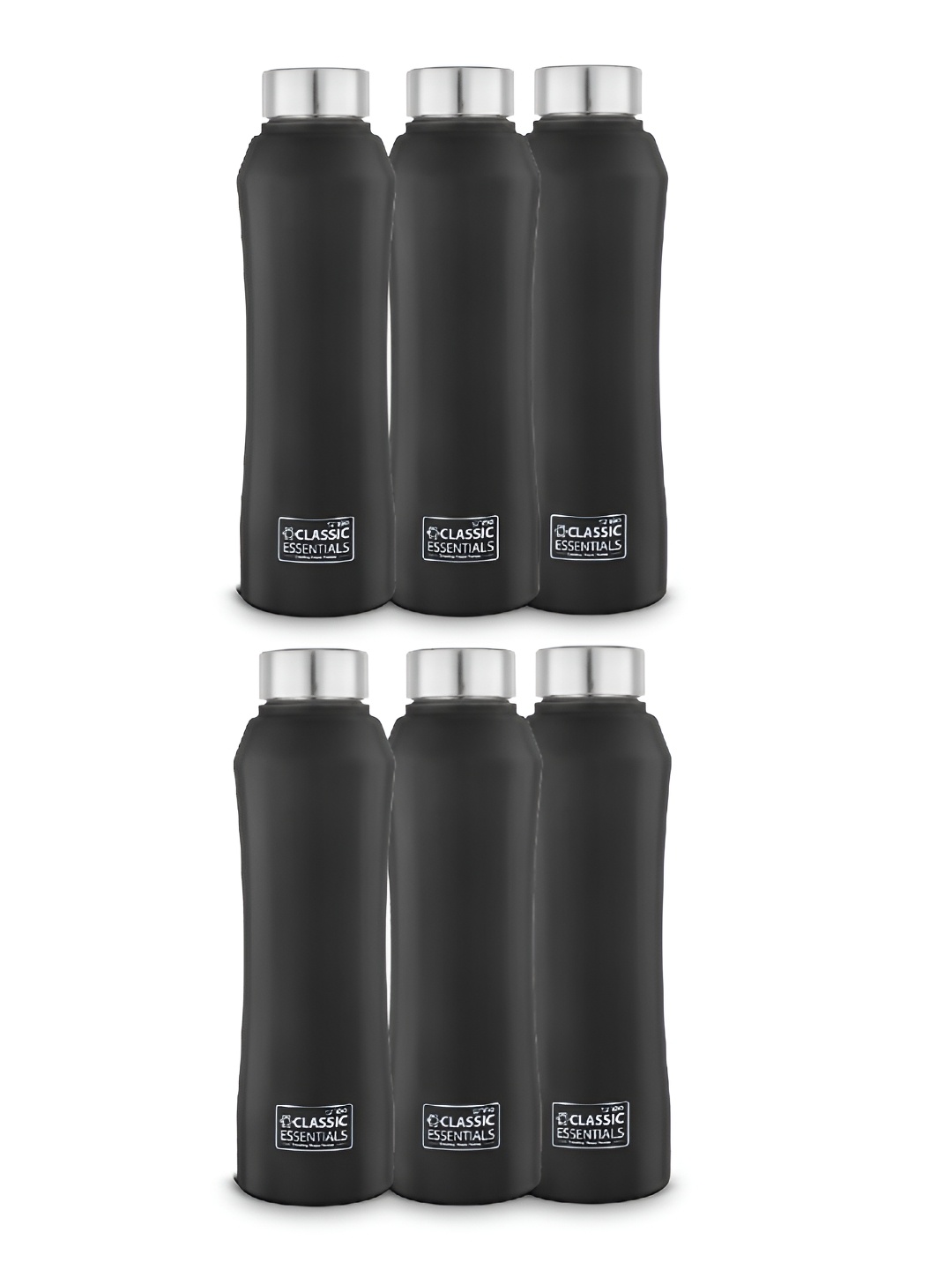 

Classic Essentials Black & Silver-Toned 6 Pieces Stainless Steel Water Bottle 1l