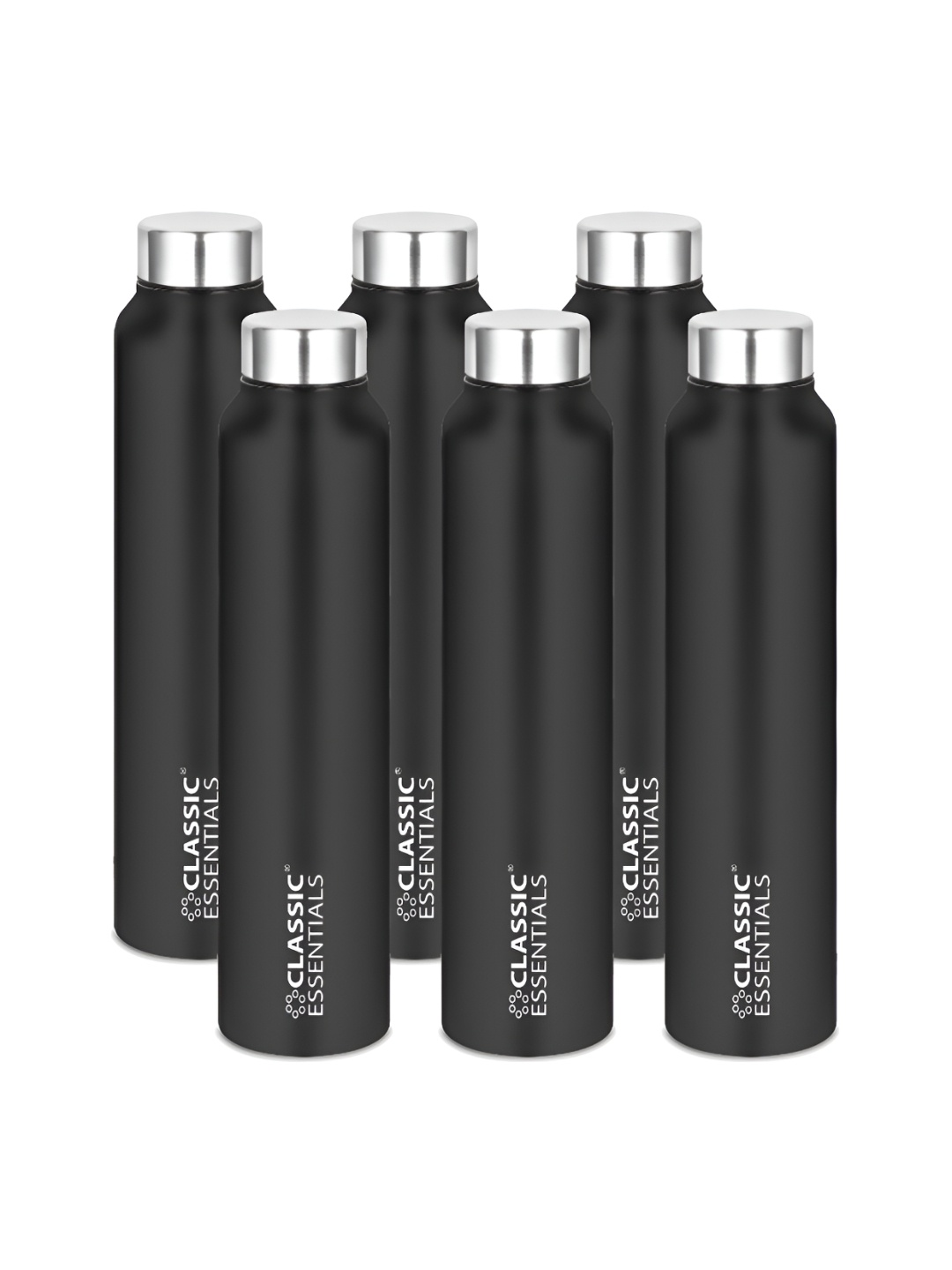 

Classic Essentials Black 6 Pieces Stainless Steel Water Bottles 1 L Each