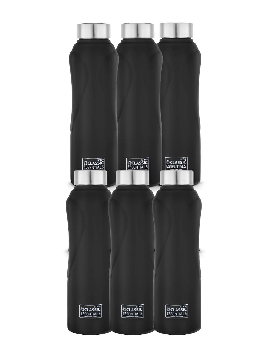 

Classic Essentials Black 6 Pieces Stainless Steel Water Bottles 1 L Each