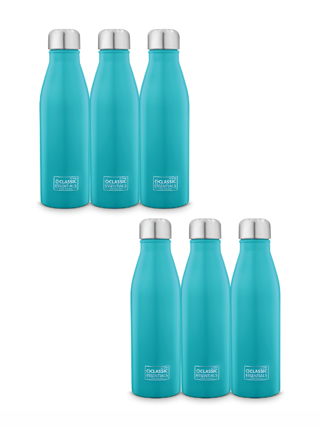 

Classic Essentials Blue 6 Pieces Stainless Steel Water Bottles 1 L Each