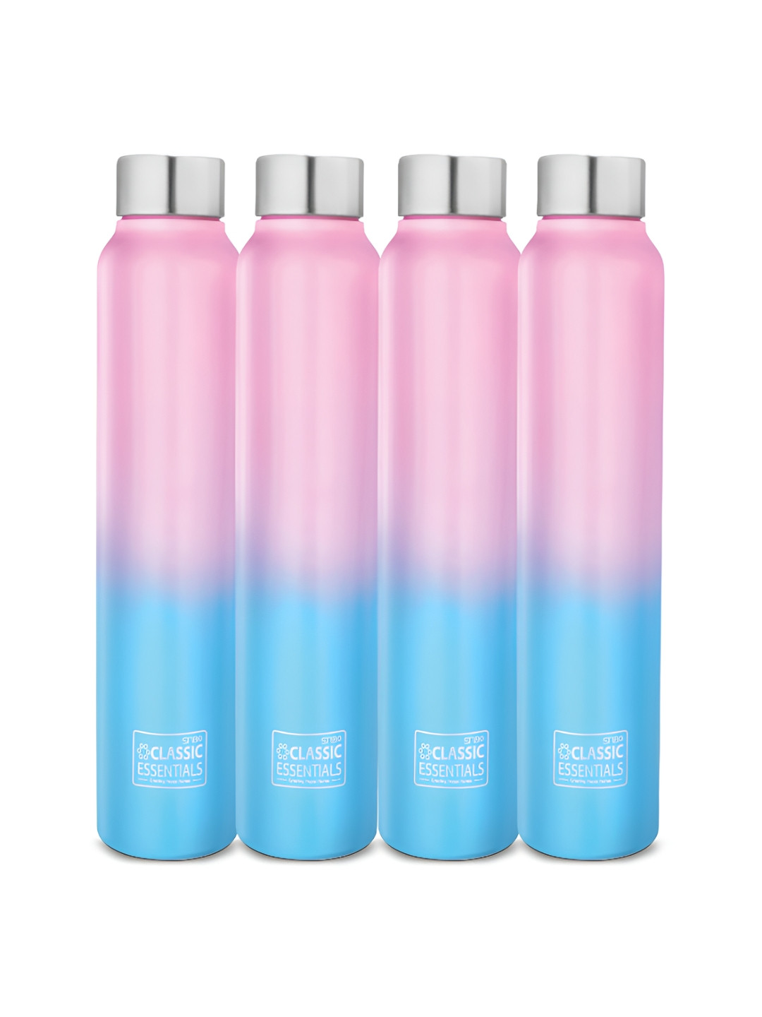 

Classic Essentials Blue 4 Pieces Colourblocked Stainless Steel Water Bottles 1 L Each