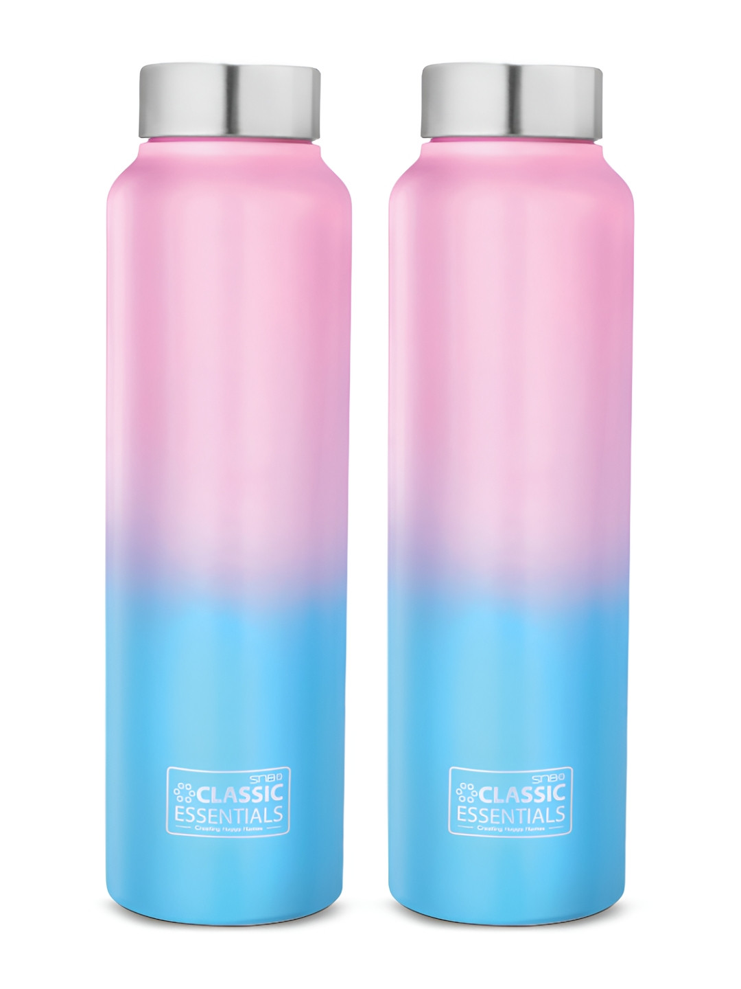 

Classic Essentials Blue & Pink 2 Pieces Stainless Steel Water Bottles 1 L Each