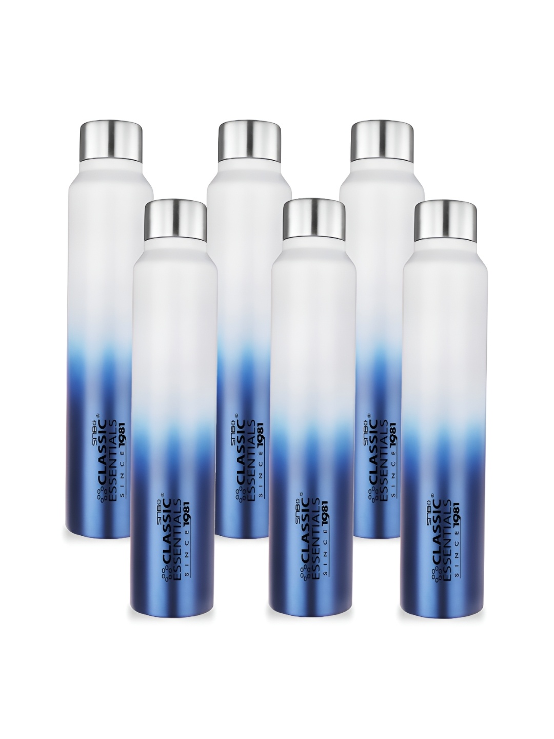 

Classic Essentials White & Blue 6 Pieces Stainless Steel Solid Water Bottle 1l