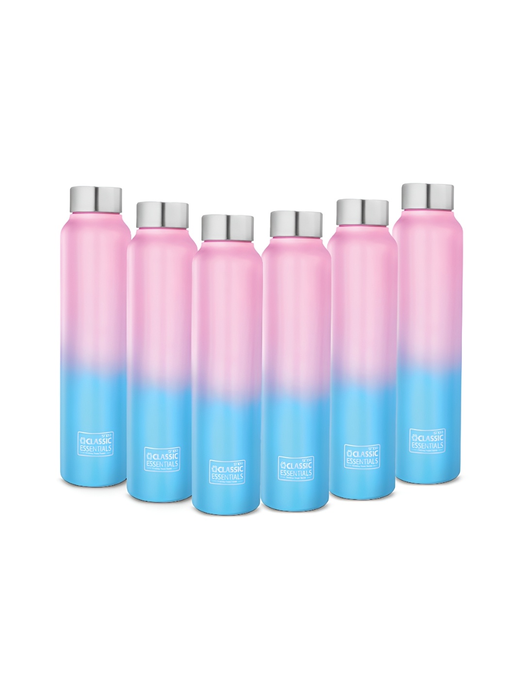 

Classic Essentials Blue 6 Pieces Colourblocked Stainless Steel Water Bottles 1 L Each