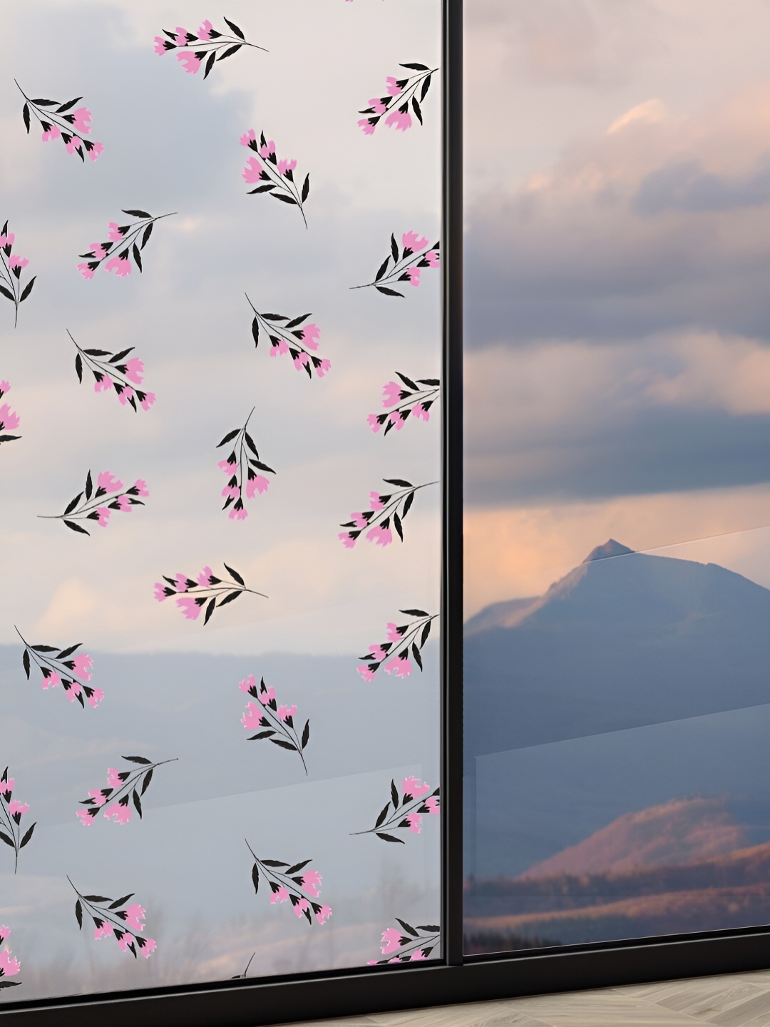 

CVANU Transparent & Pink Printed Self Adhesive Window Decals