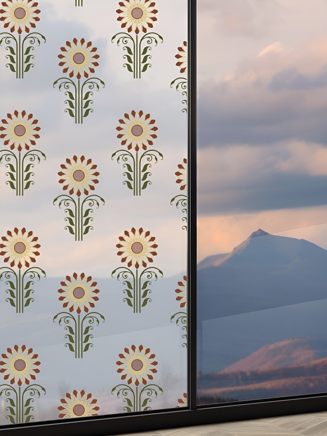 

CVANU Yellow & Maroon Printed Self-Adhesive & Water-Resistant Window Film