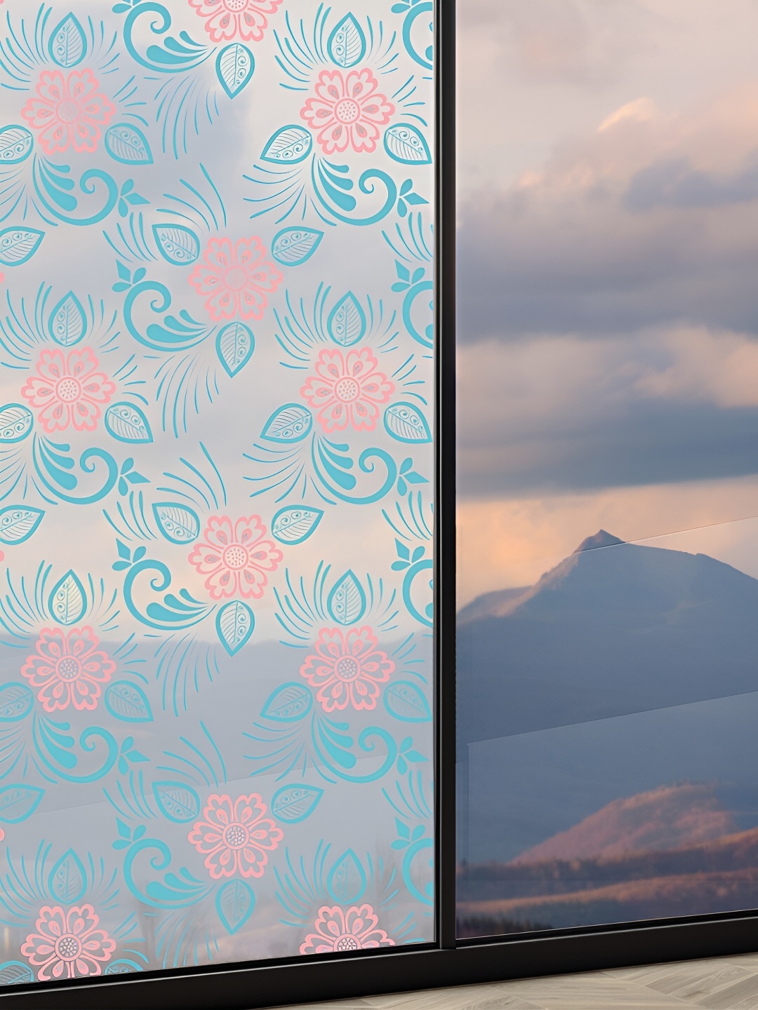 CVANU Transparent & Blue Printed Self-Adhesive Window Film