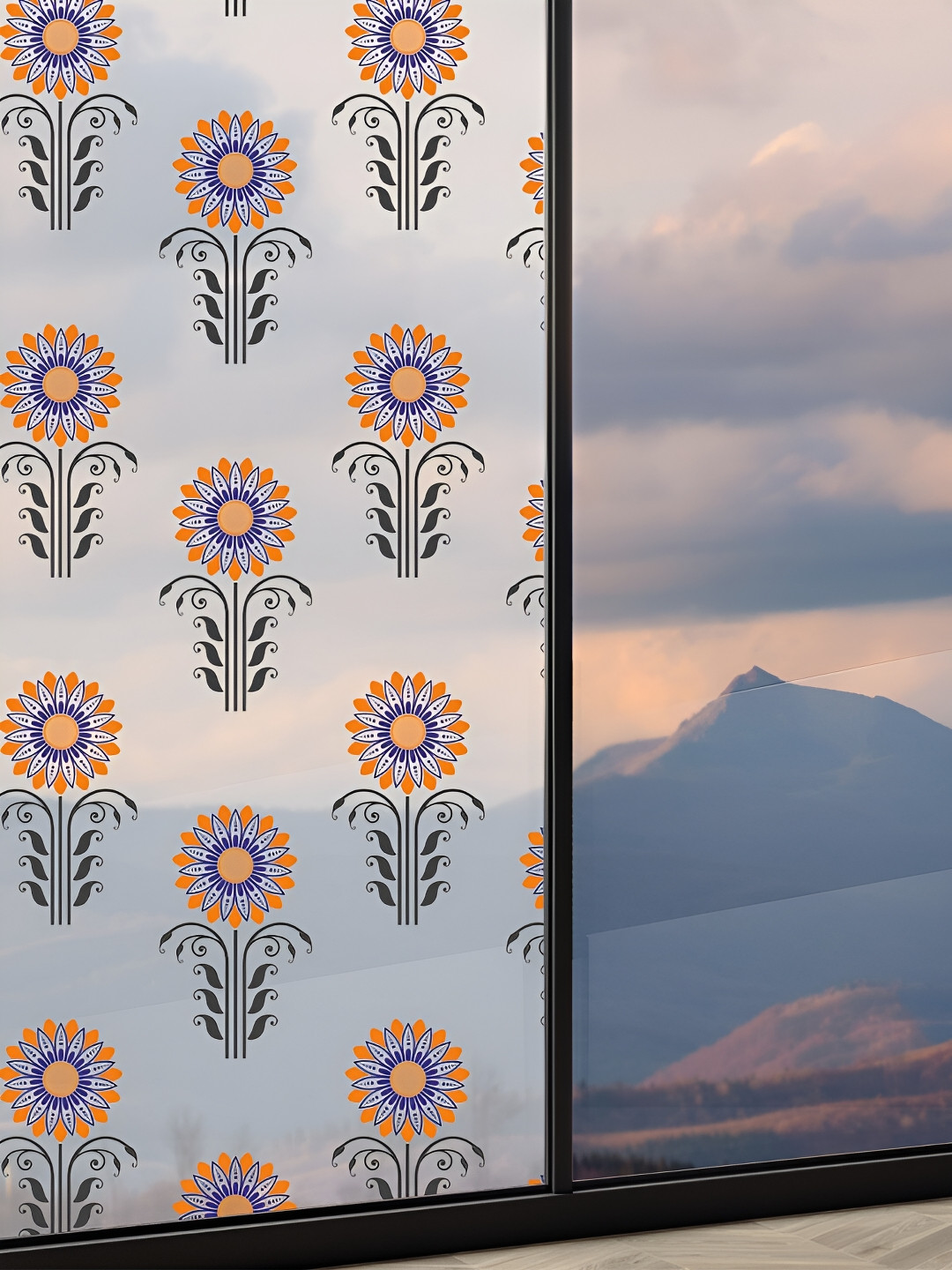 

CVANU Transparent & Blue Printed Self Adhesive Window Decals