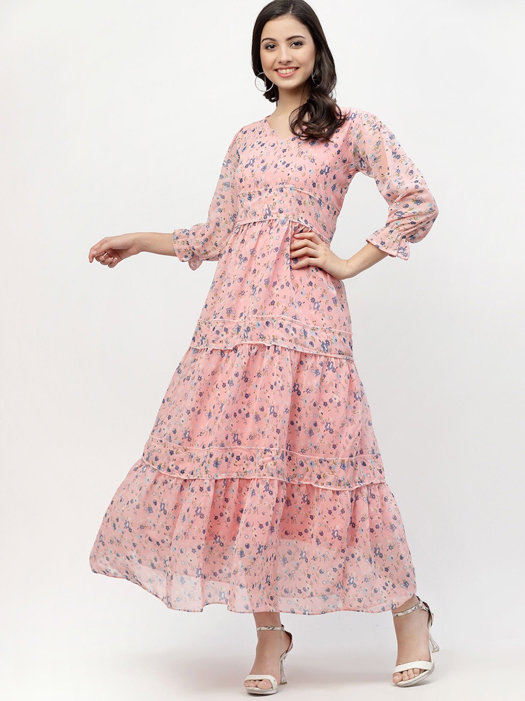 

MISS AYSE Women Floral Printed Maxi Dress, Pink