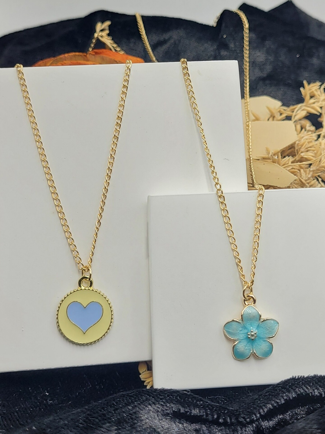

Manikya Pack Of 2 Gold-Plated Contemporary Pendants with Chains