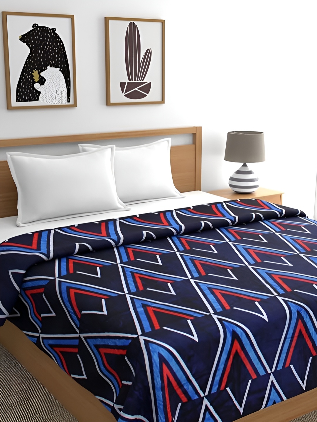 

Signature Blue & Red Geometric Printed AC Room Double Bed Blanket