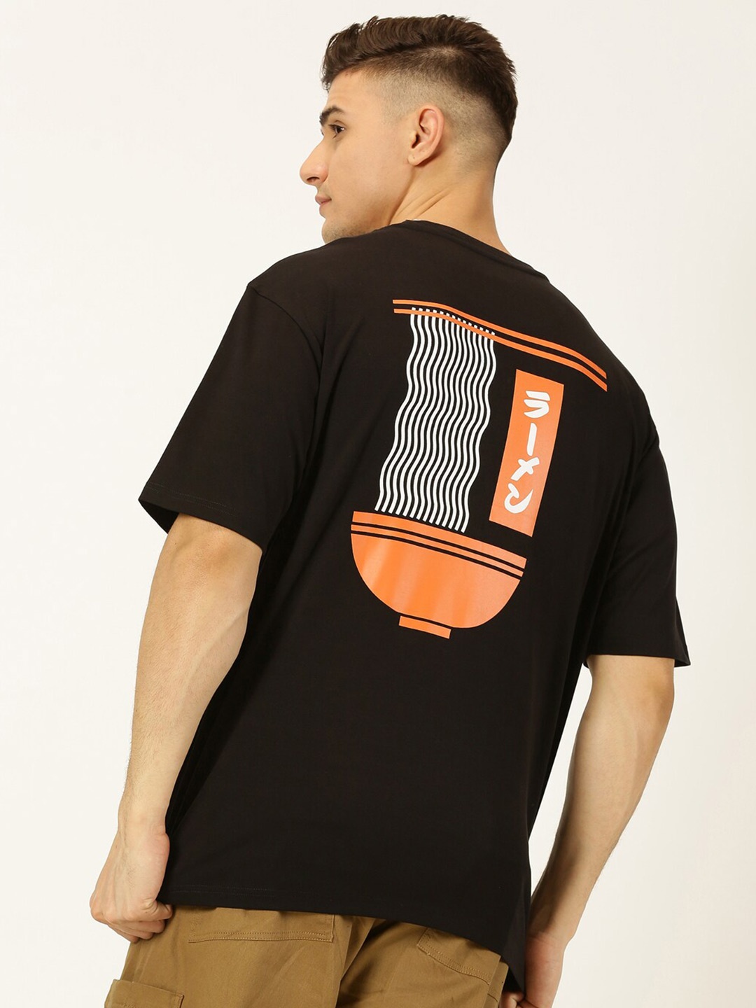 

Thomas Scott Printed Round Neck Oversized Fit Knitted T-Shirt, Black