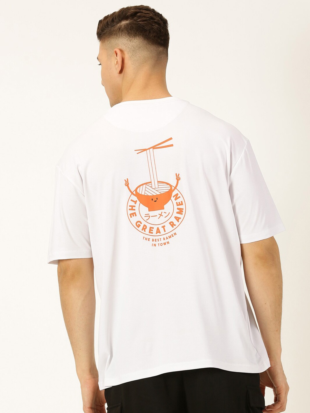 

Thomas Scott Oversized Printed Drop Shoulder Round Neck T-Shirt, White