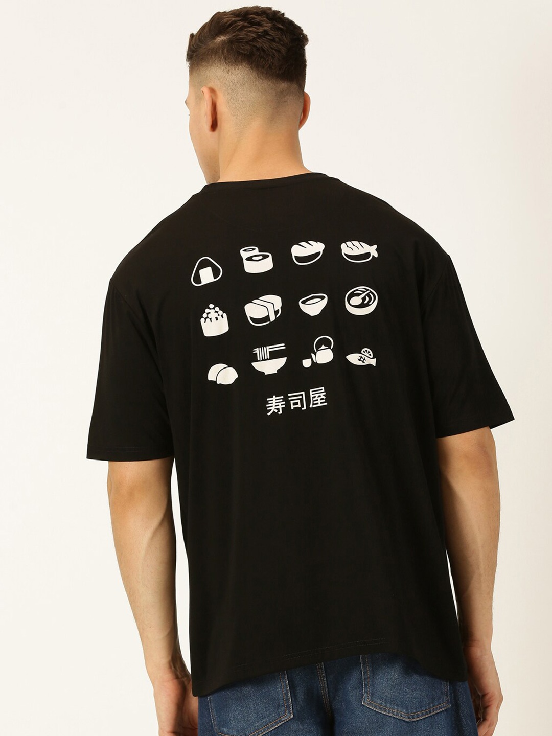 

Thomas Scott Oversized Printed Drop Shoulder Round Neck T-Shirt, Black