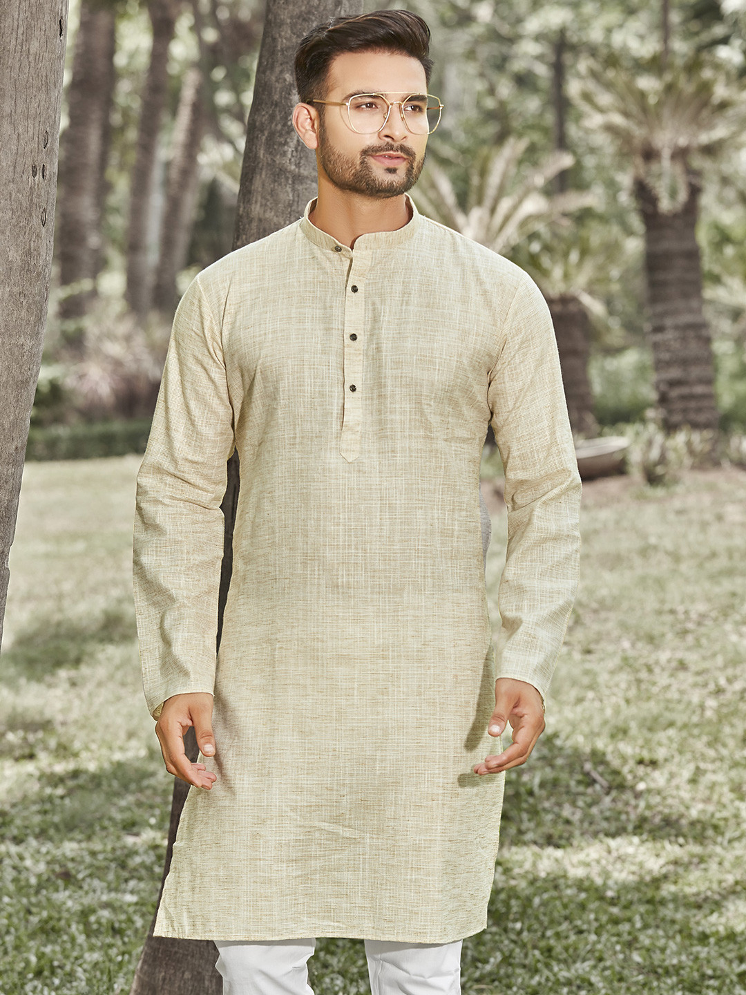 

Authentics Men Thread Work Kurta, Yellow