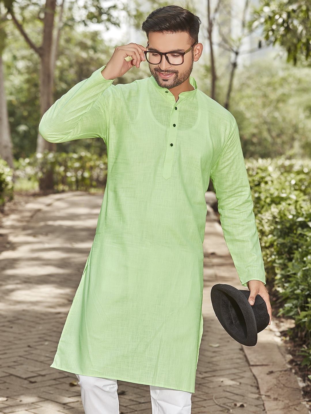 

Authentics Men Patchwork Kurta, Green