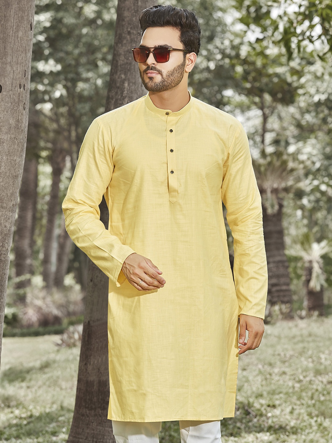 

Authentics Men Chikankari Kurta, Yellow