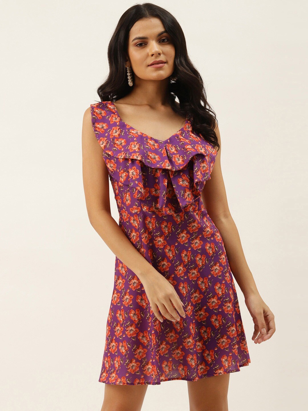 

shiloh Women Floral Printed A-Line Dress, Purple