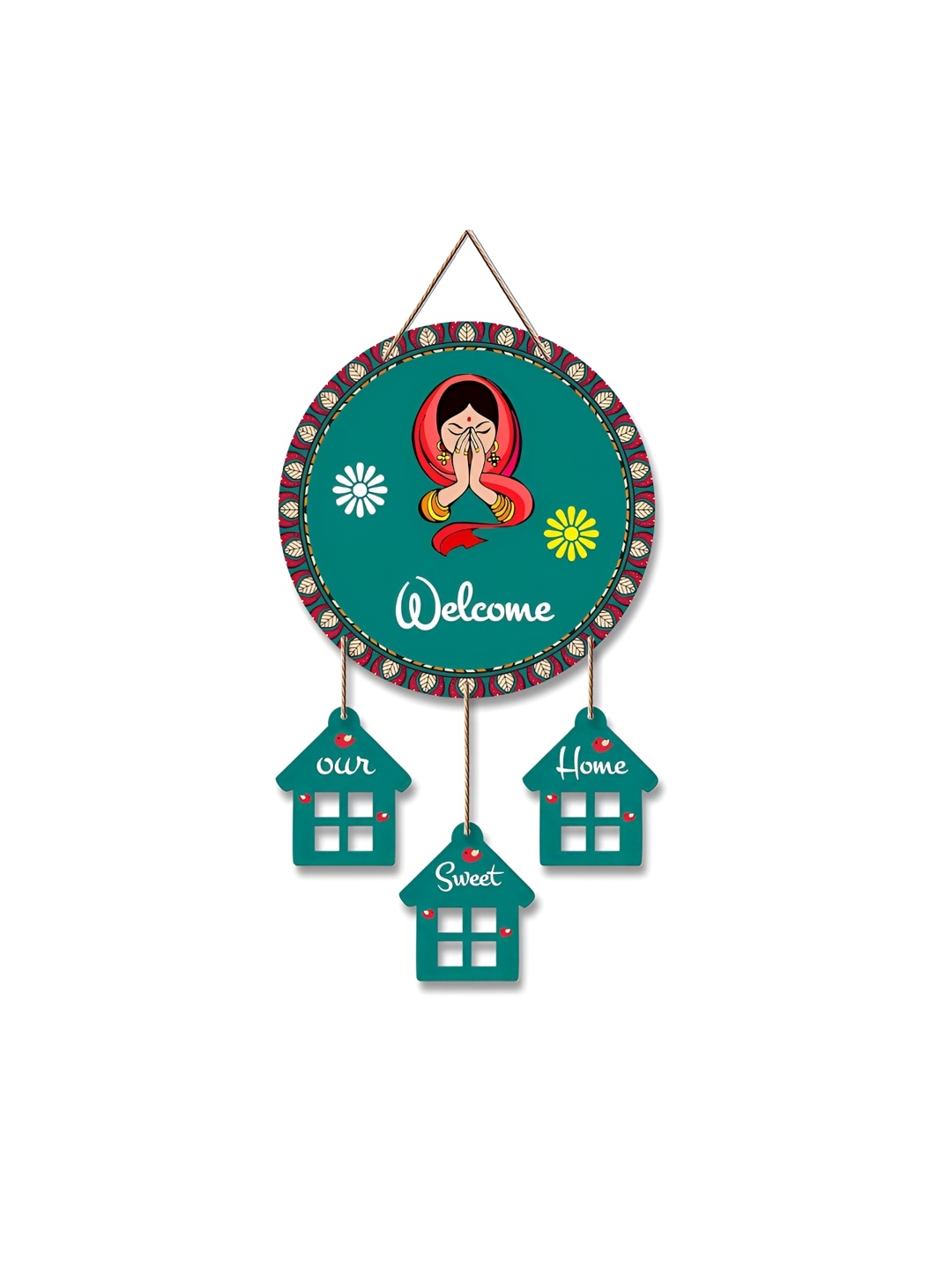 

TECHEL Green & Red Printed Wooden Hanging Wall Decor
