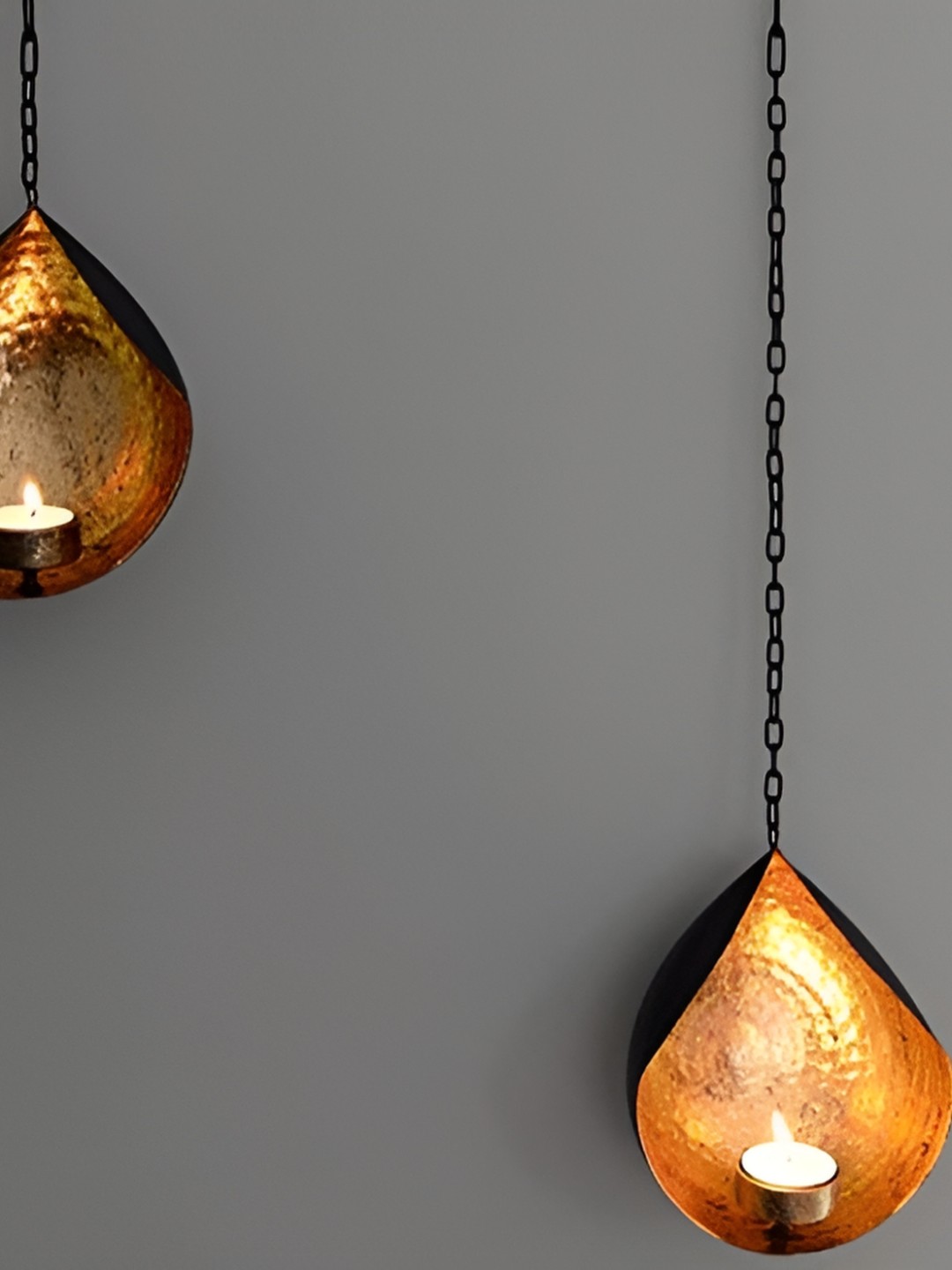 

TECHEL Black & Gold-Toned 2 Pcs Wall Sconces Candle Holder