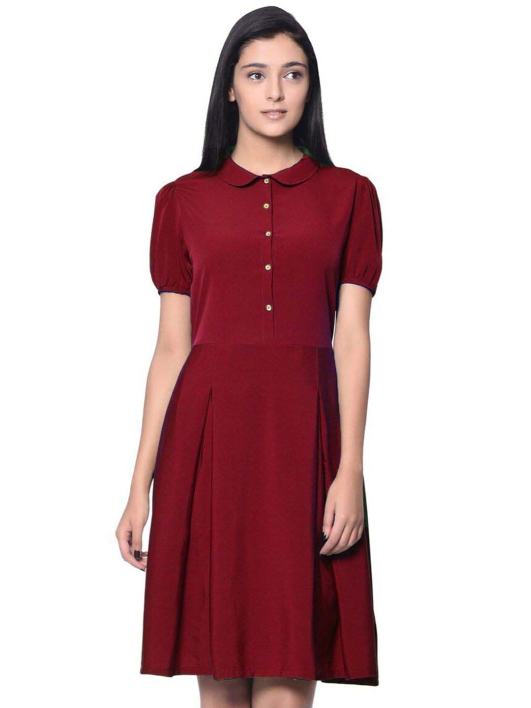 

Uptownie Peterpan Collar Skater Dress, Maroon