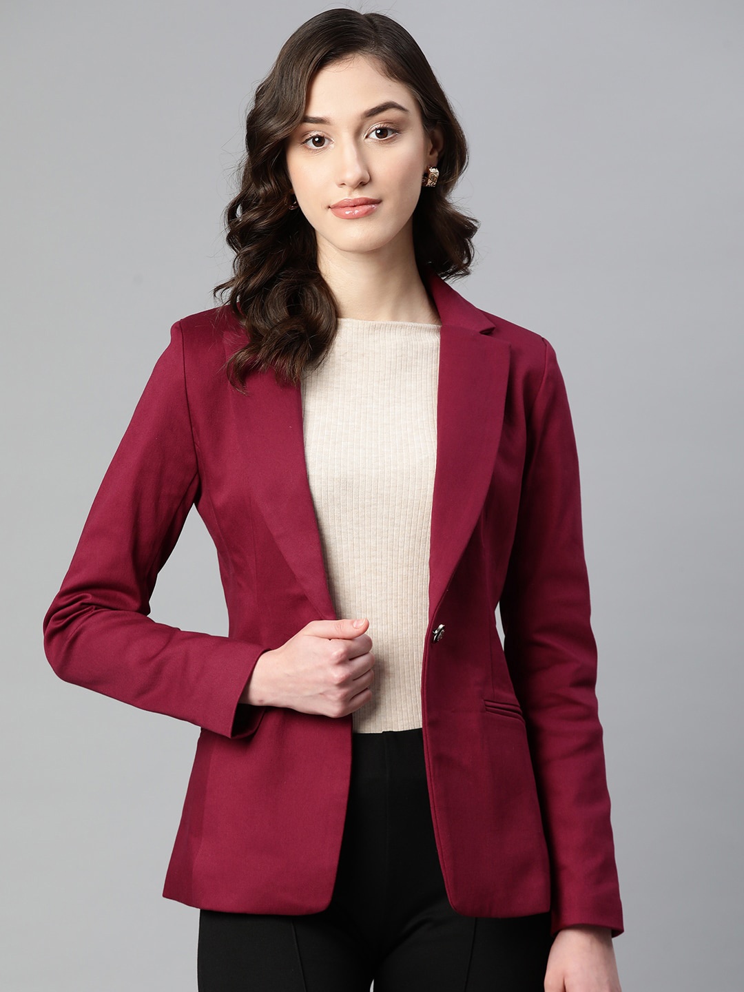 

Purple State Slim Fit Single-Breasted Blazer, Maroon