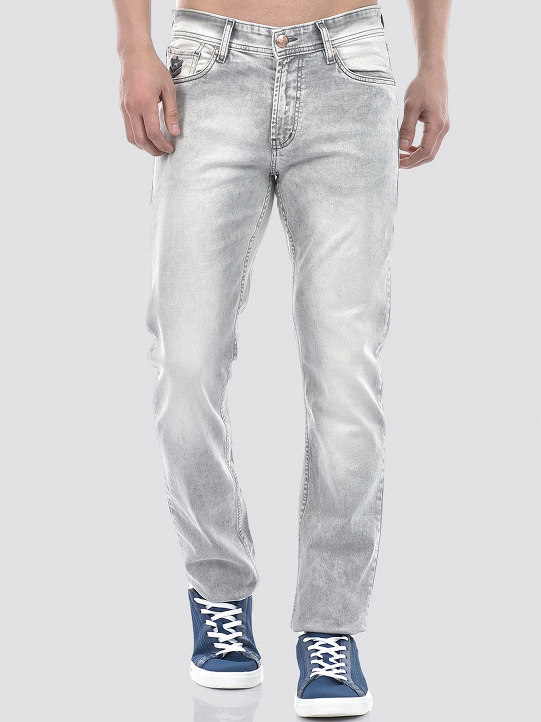 

Numero Uno Men Solid Tapered Fit Sustainable Stretchable Jeans, Grey