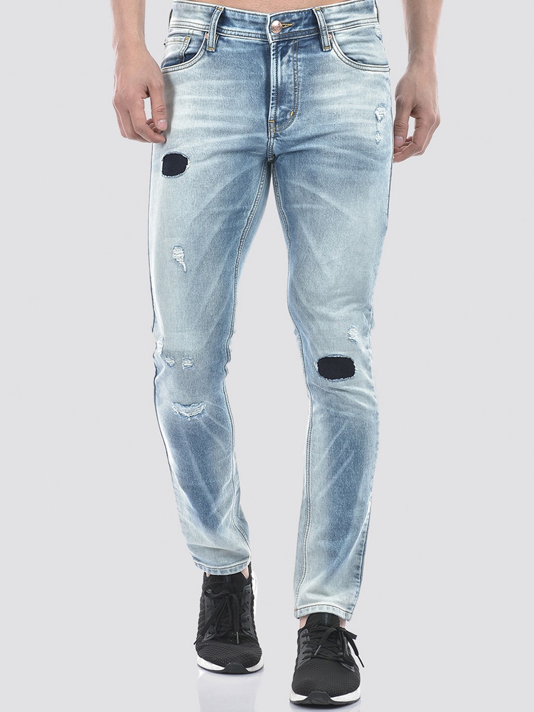

Numero Uno Men Slim Fit Low-Rise Heavy Fade Stretchable Jeans, Blue