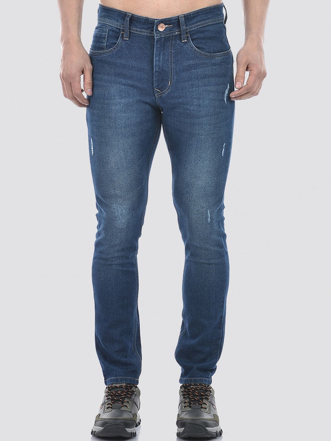 

Numero Uno Men Skinny Fit Low-Rise Light Fade Stretchable Jeans, Navy blue