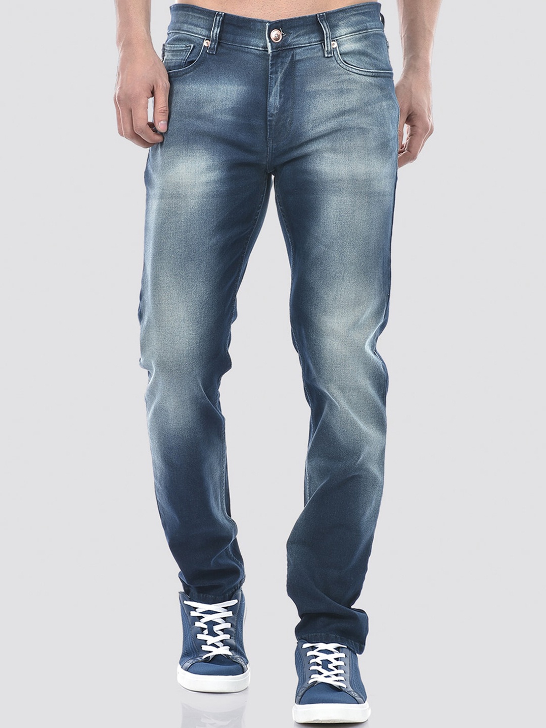 

Numero Uno Men Solid Tapered Fit Sustainable Stretchable Jeans, Navy blue