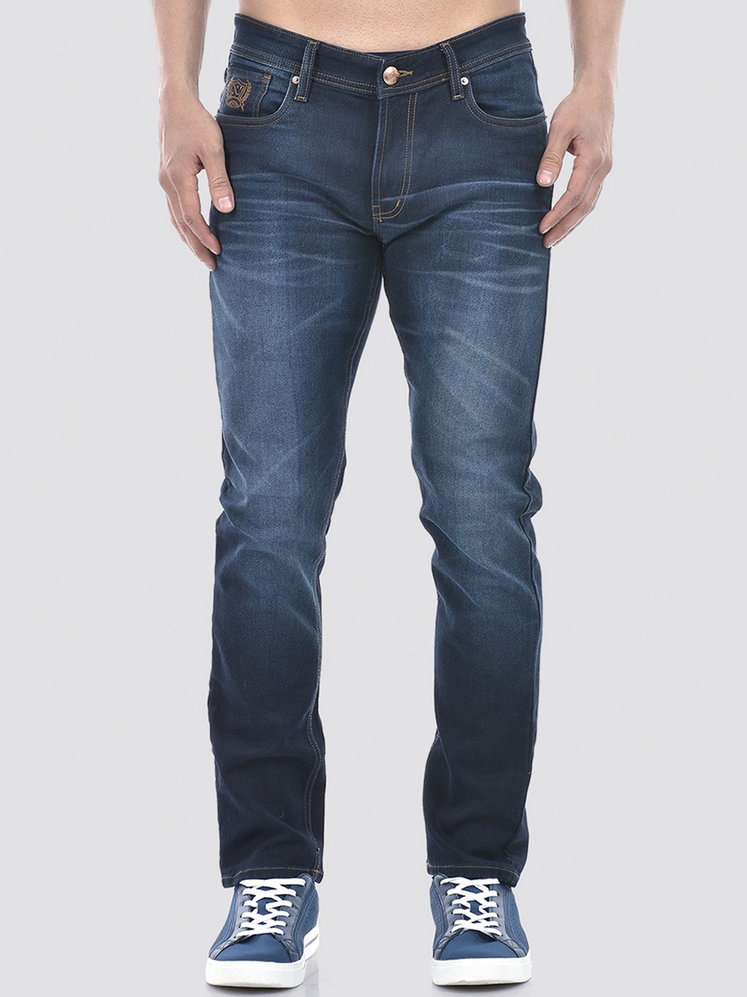 

Numero Uno Men Solid Tapered Fit Sustainable Stretchable Jeans, Navy blue
