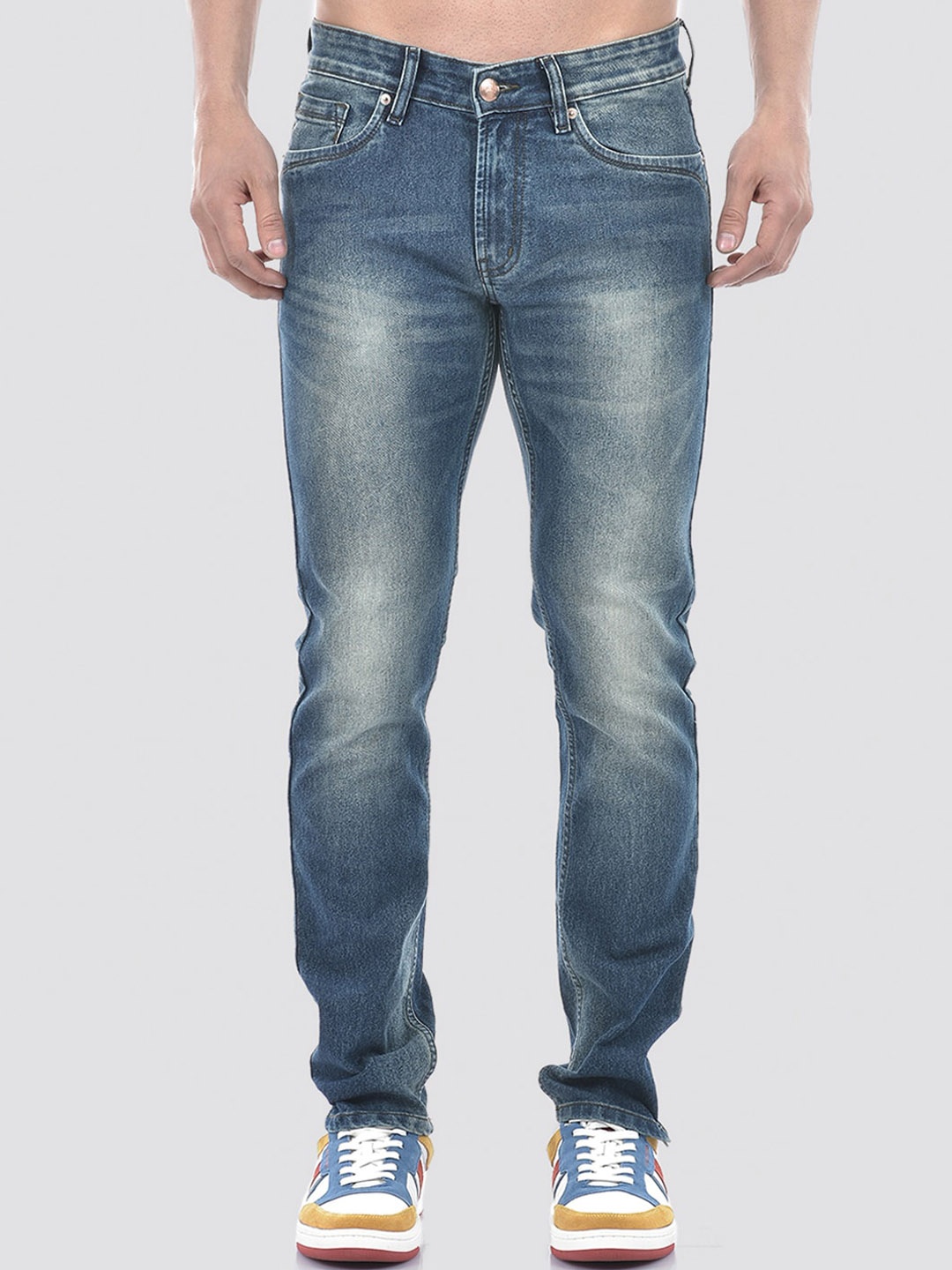 

Numero Uno Men Solid Tapered Fit Sustainable Stretchable Jeans, Navy blue